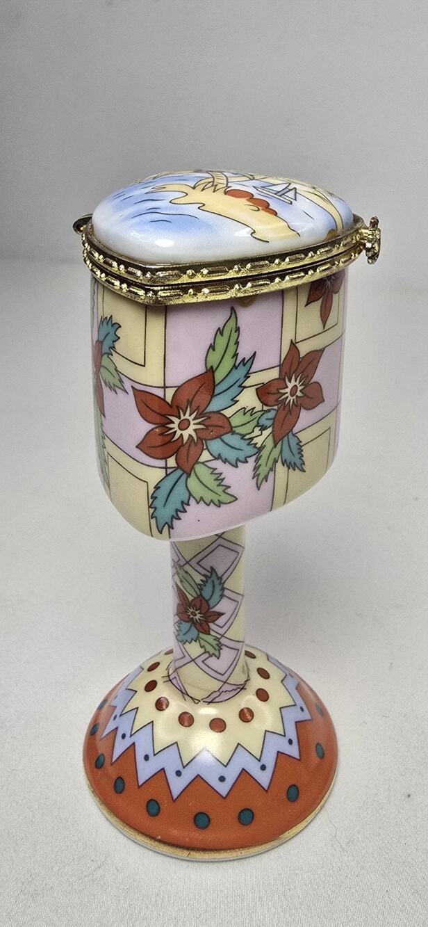 Vintage Hand Painted Porcelain Postage Holder